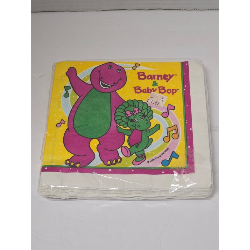 Vintage 1995 Barney and Baby Bop Luncheon Napkins 16ct Unique Sealed